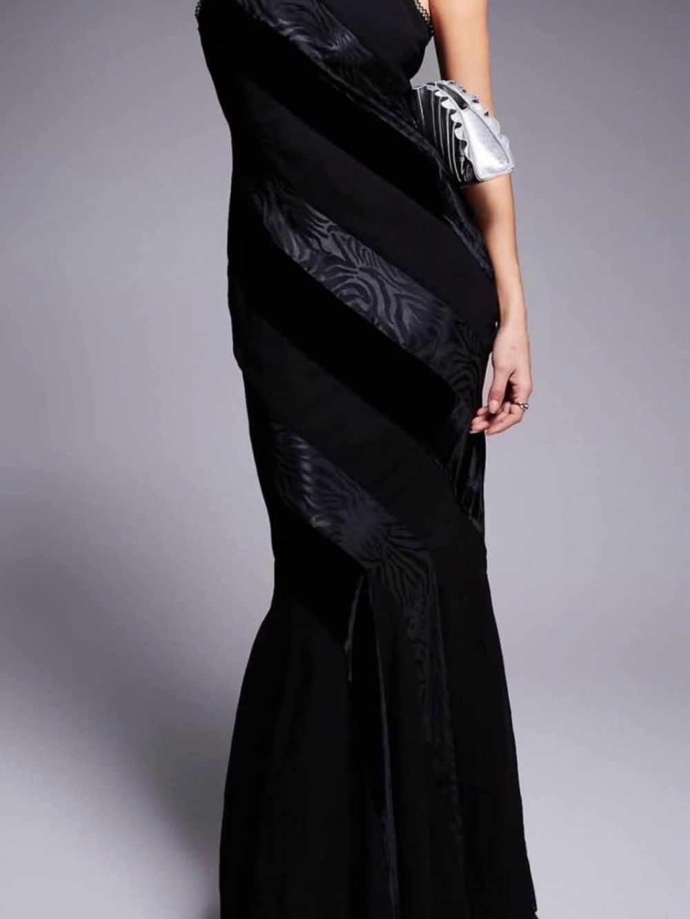 ASOS Black Maxi Dress with Diagonal Satin Panels